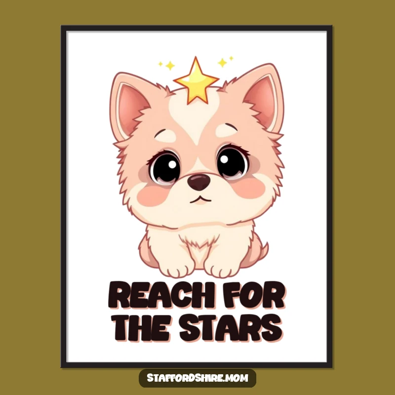 Funny Staffordshire Poster: Wide Eyes Star Gazer, Dreamy Wall Art Gift