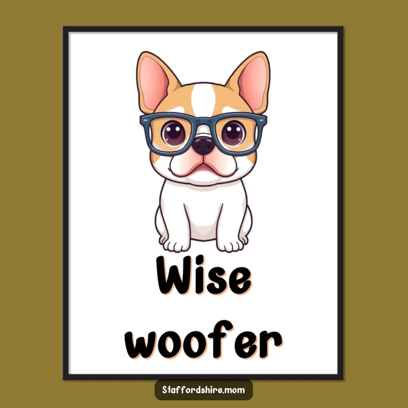 Funny Curious Staffy Poster: Big Glasses Terrier Art, Hilarious Intellectual Decor