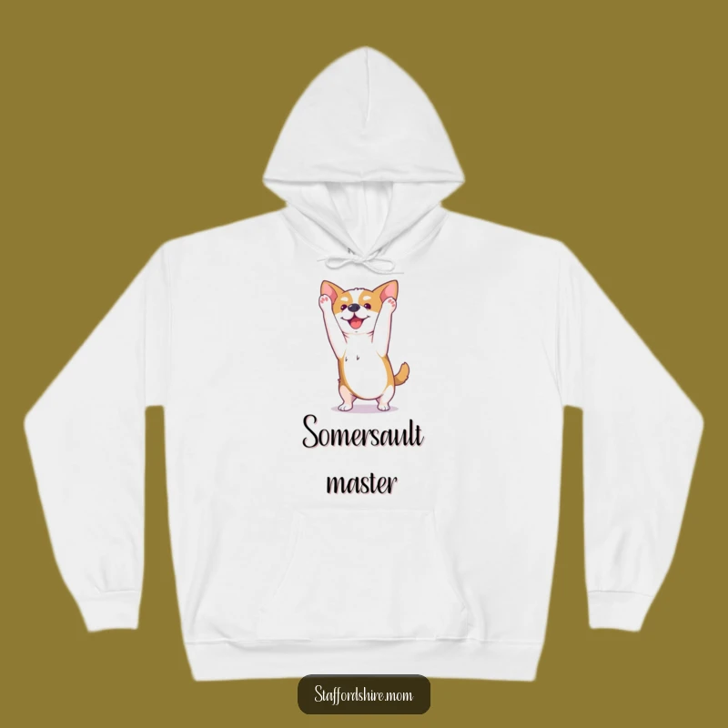 Cozy Funny Kawaii Staffy Hoodie - Playful Somesault Style