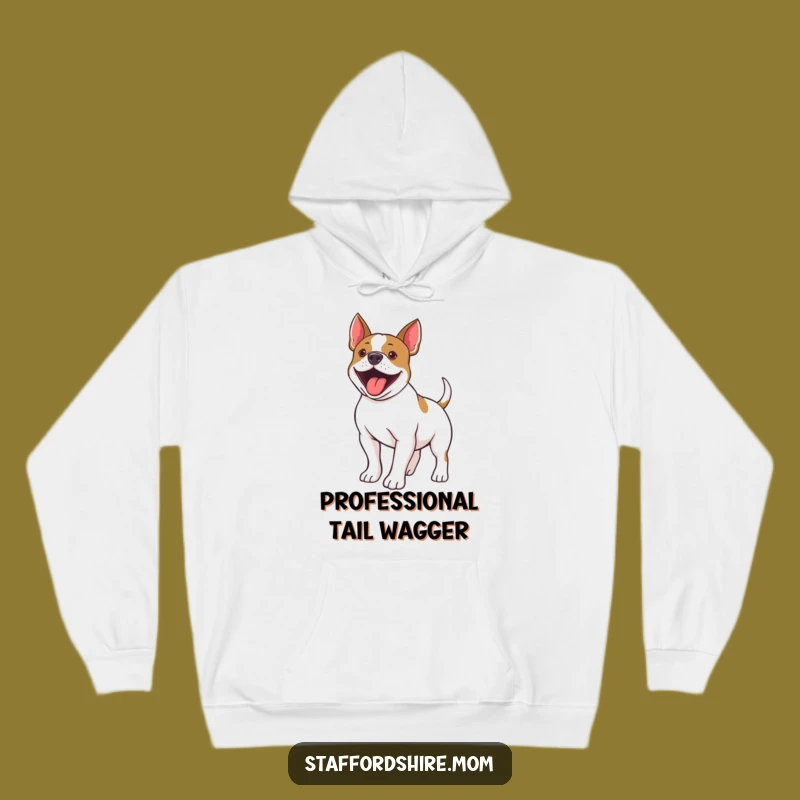 Cozy Funny Staffy Tail Wiggle Hoodie: Stay Warm with This Hilarious Dog Design!
