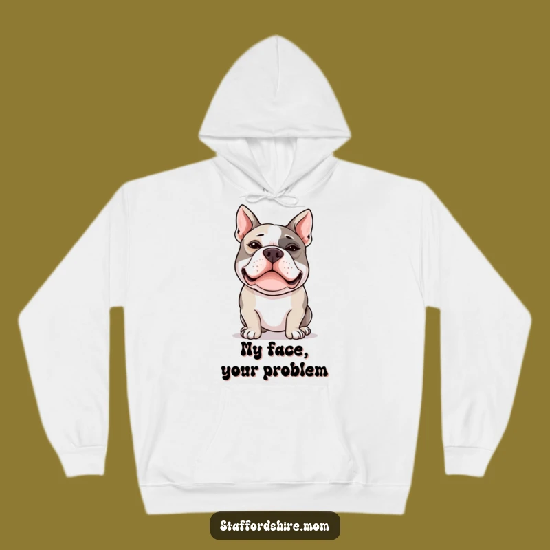 Funny Cross-Eyed Staffy Hoodie: Cozy Up with Silly Staffordshire Bull Terrier Charm