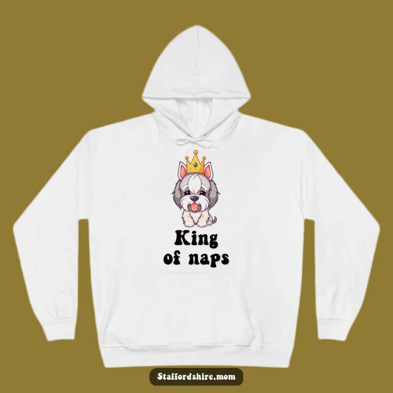 Funny Royal Staffordshire Hoodie - Crowned Pooch Bowing, Cozy Regal Comfort!