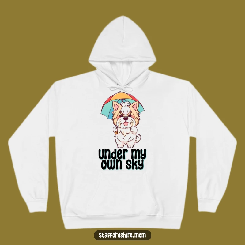 Funny Staffordshire Hoodie: Friendly Wave, Rainbow Umbrella, Cozy Gift