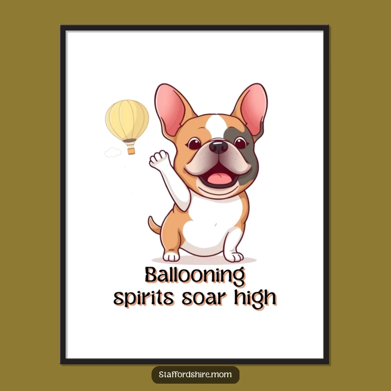 Free Printable Staffy Hot Air Balloon Wall Art - Fun Dog Downloadable Decor