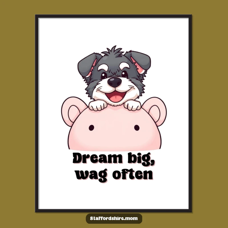 Free Printable Peekaboo Staffordshire Wall Art - Funny Dog Downloadable Art Gift