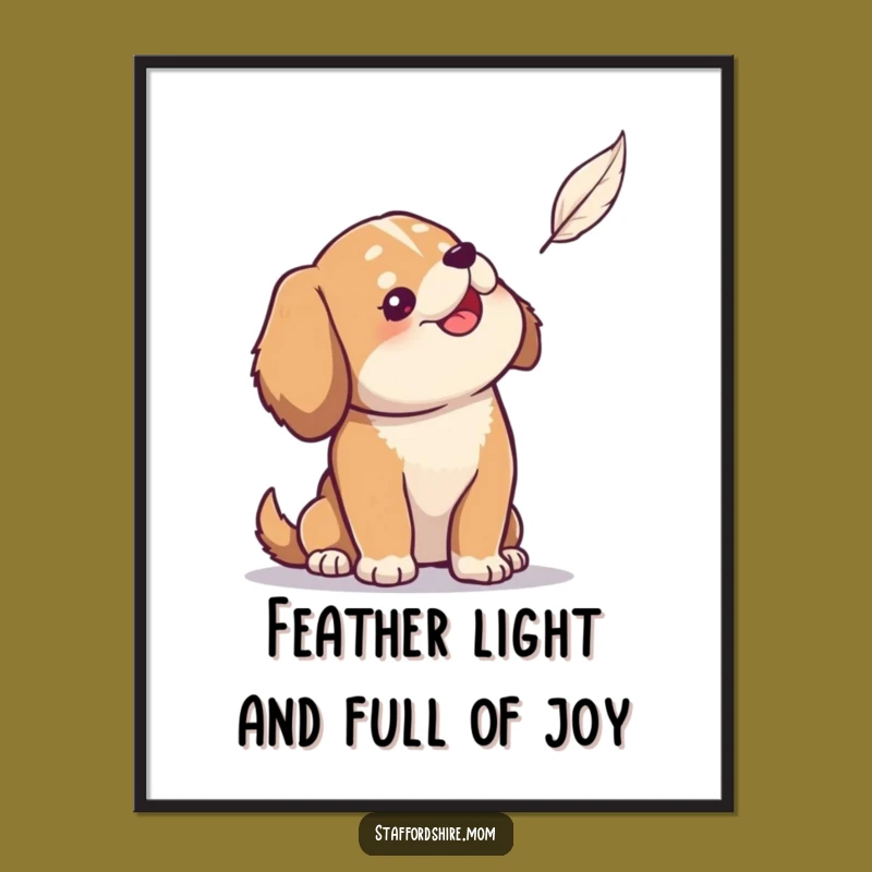 Free Printable Wall Art: Amused Dog Feather, Funny Dog Downloadable Art
