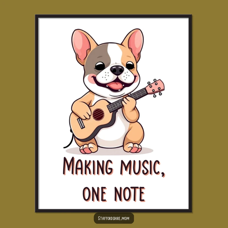 Free Printable Wall Art: Musical Staffy Dog Art for a Humorous, Downloadable Gift