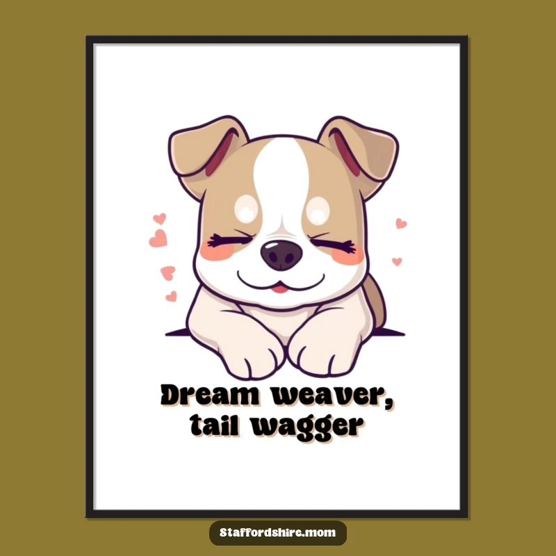 Funny Free Printable Wall Art: Sleepy Staffy Dreaming Decor