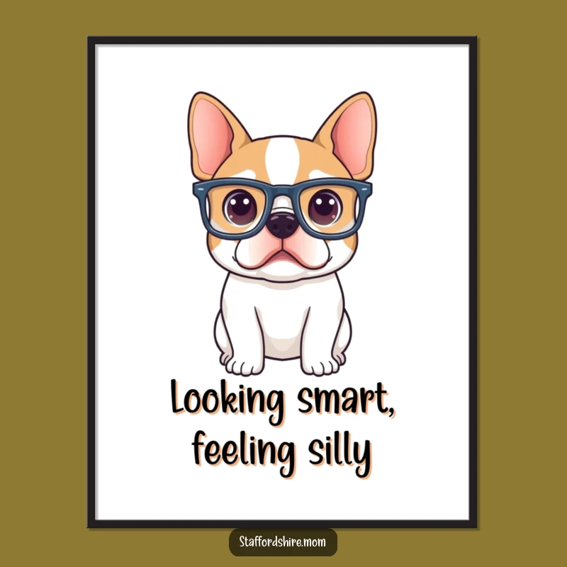 Funny Free Printable Staffy Wall Art: Curious Glasses Downloadable Decor