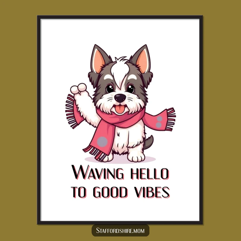 Free Printable Wall Art: Energetic Staffordshire Scarf Wave - Funny Decor