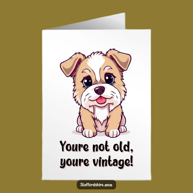 Free Printable Birthday Card: Funny Kawaii Staffordshire Dog, Mischief Maker, Instant Download Gift