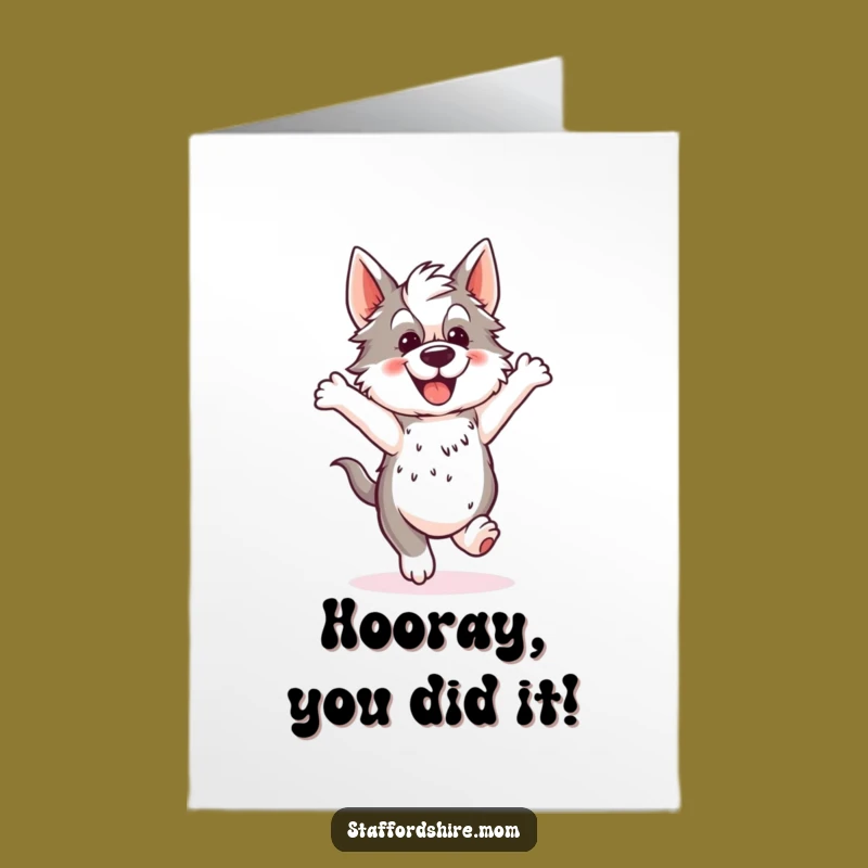 Free Printable Excited Staffordshire Hopping Congrats Card - Funny Dog Downloadable Gift