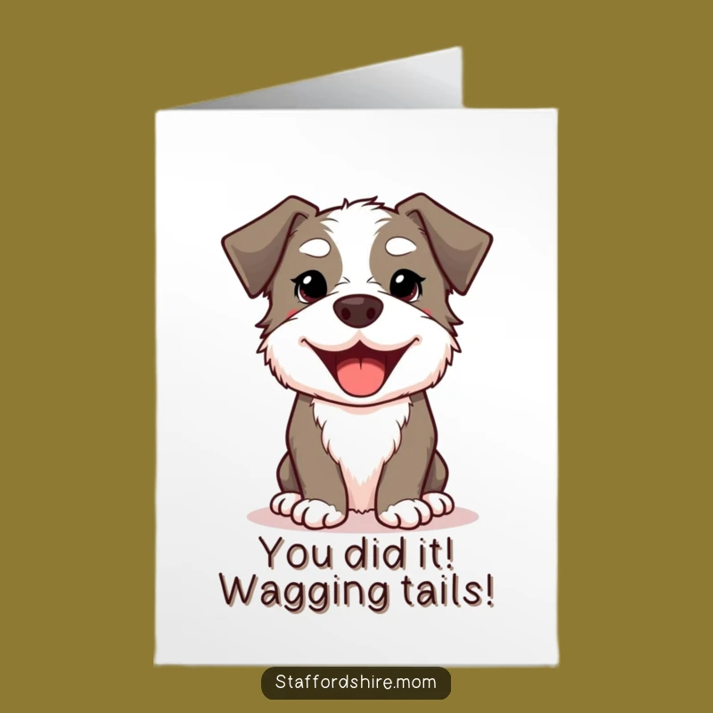 Free Printable Congrats Card: Joyful Kawaii Staffordshire Dog Smile for a Happy Downloadable Gift