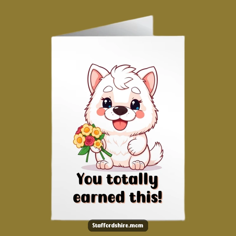 Free Printable Congrats Card: Cheerful Staffordshire, Floral Bouquet, Funny Downloadable Gift