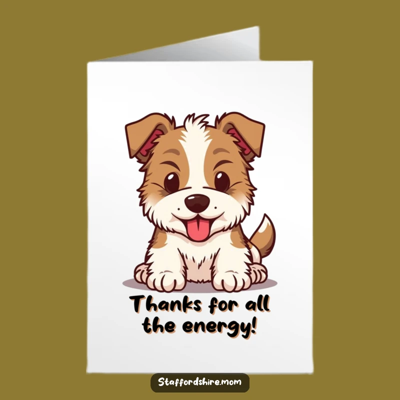 Free Printable Kawaii Staffy Thank You Card: Energetic Pooch Thanks, Heartfelt Digital!