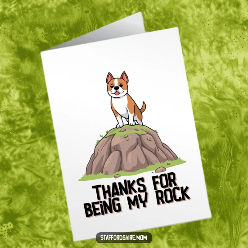 Funny Free Printable Thank You Card: Brave Staffordshire Dog Ascending a Hill, Expressing Heartfelt Thanks