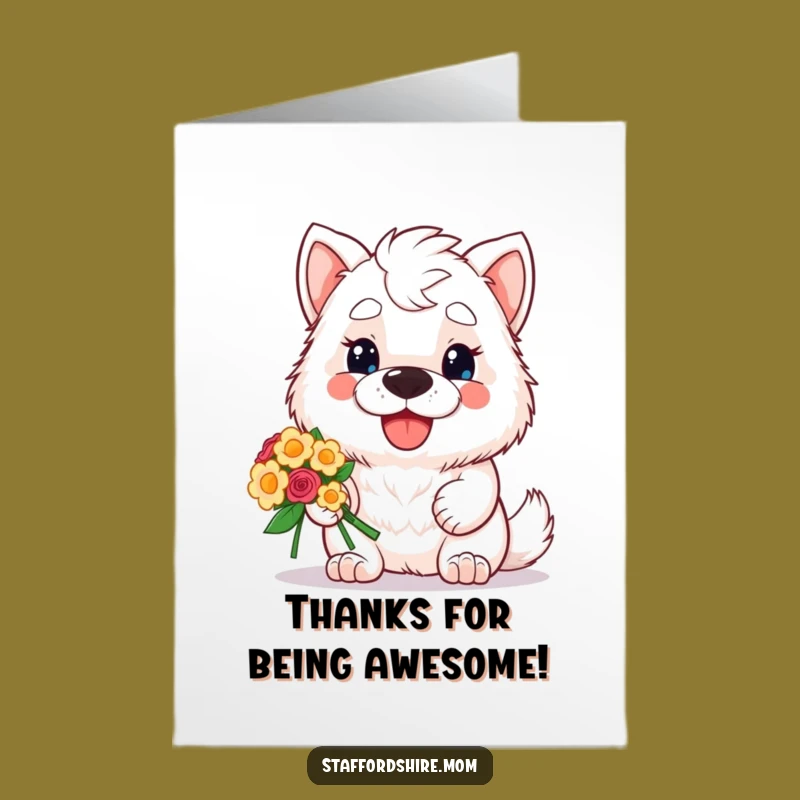 Free Printable Thank You Card: Cute Staffordshire, Bouquet, Funny Downloadable For Gratitude