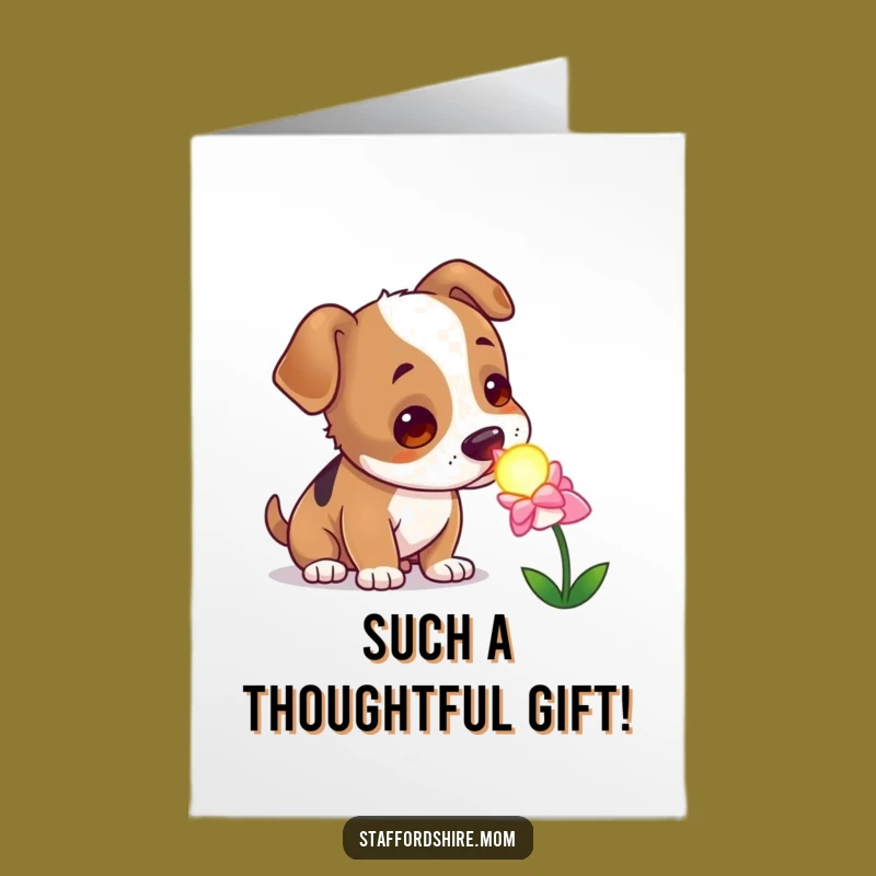Thank You Card: Curious Staffy & Glowing Flower Free Printable