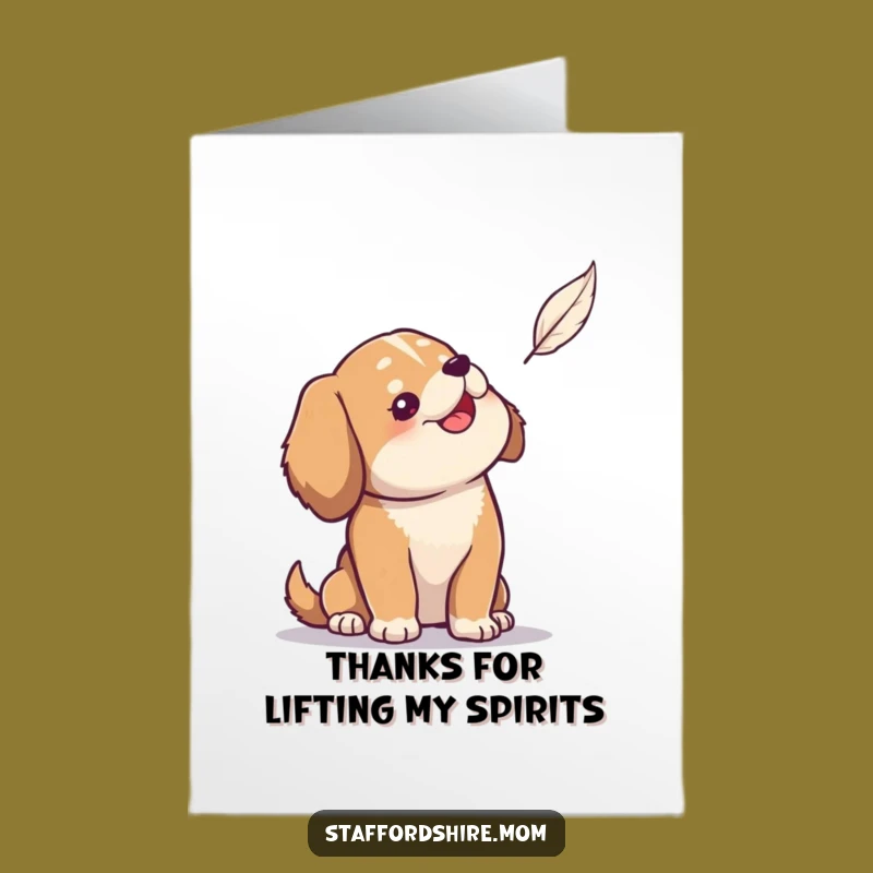 Free Printable Thank You Card: Amused Dog & Feather, Funny Downloadable