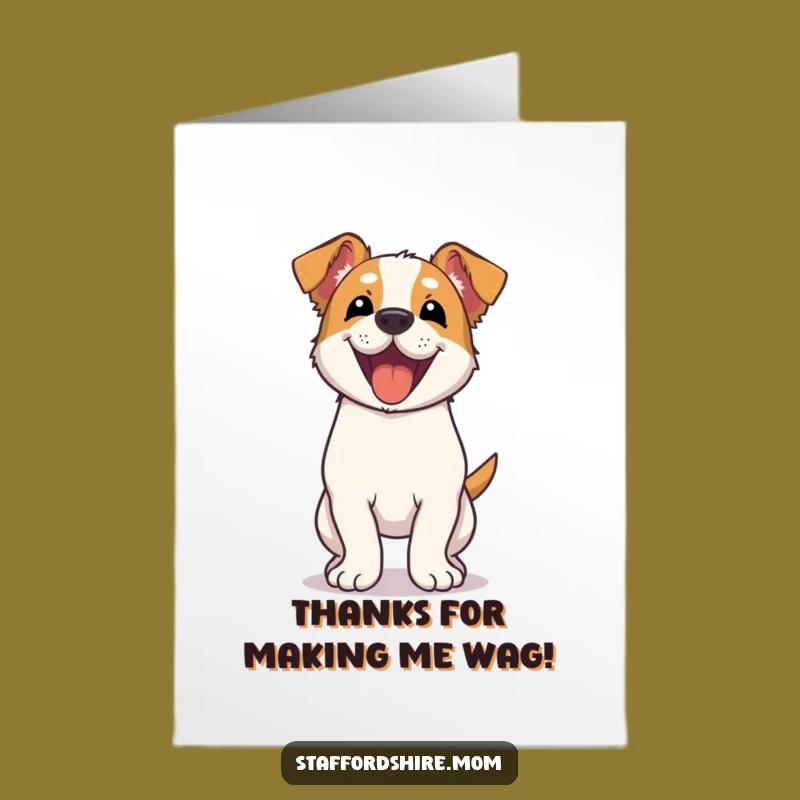 Free Printable Kawaii Staffy Thank You Card: Whole Body Wag, Heartfelt Thanks Digital!