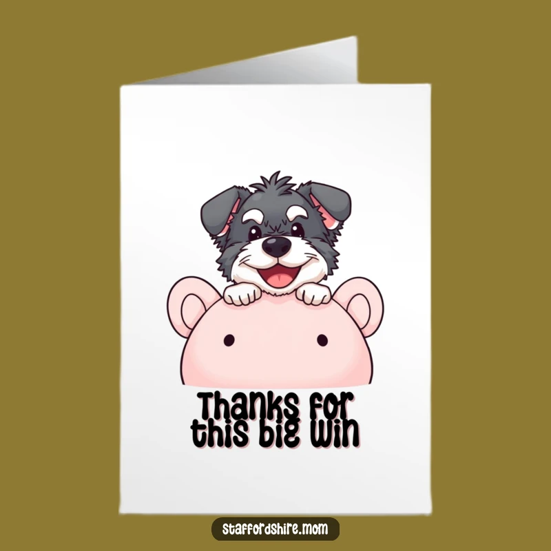 Free Printable Peekaboo Staffordshire Thank You Card - Funny Dog Downloadable Gift