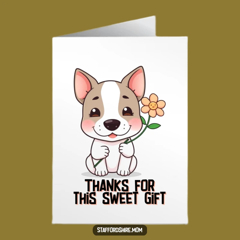 Free Printable Thank You Staffy Card: Flower Gift Gratitude Downloadable Gift