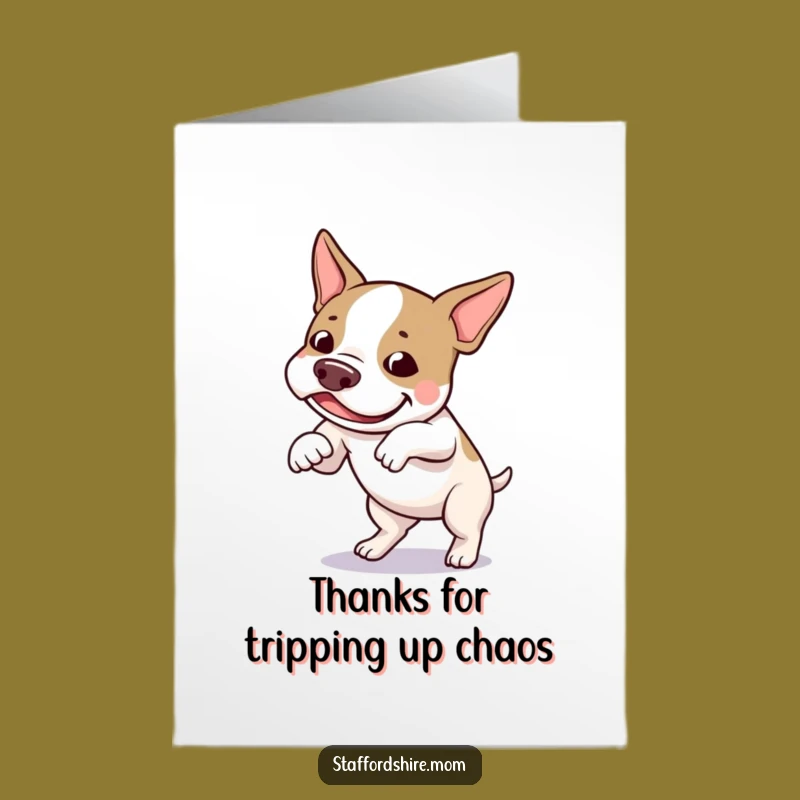 Free Printable Staffy Tripping Thank You Card - Funny Dog Downloadable Gift