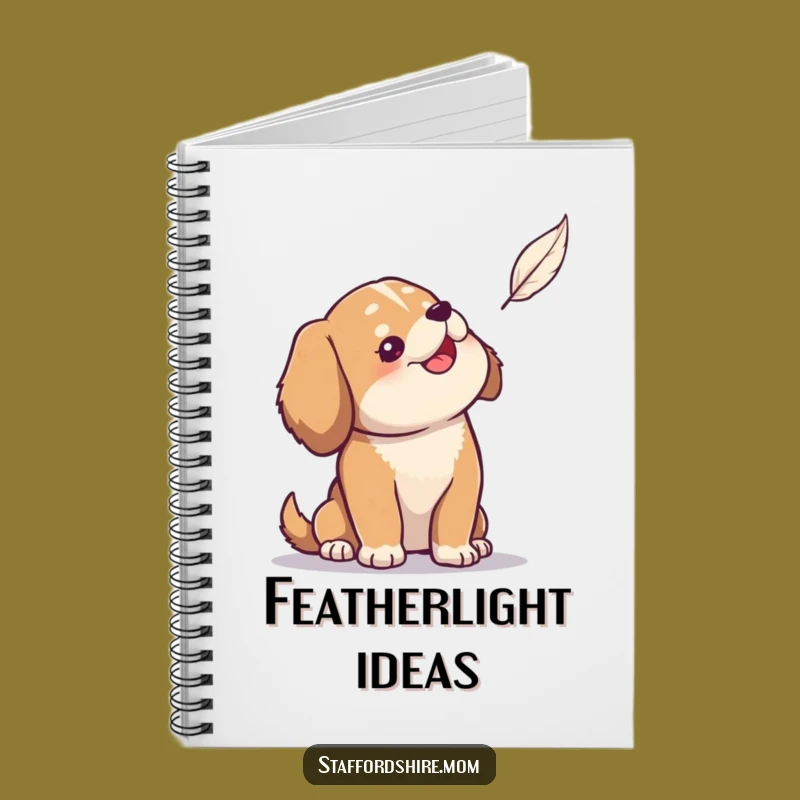 Funny Dog Notebook: Solid build dog amused by feather, jot down ideas humorously, gift.