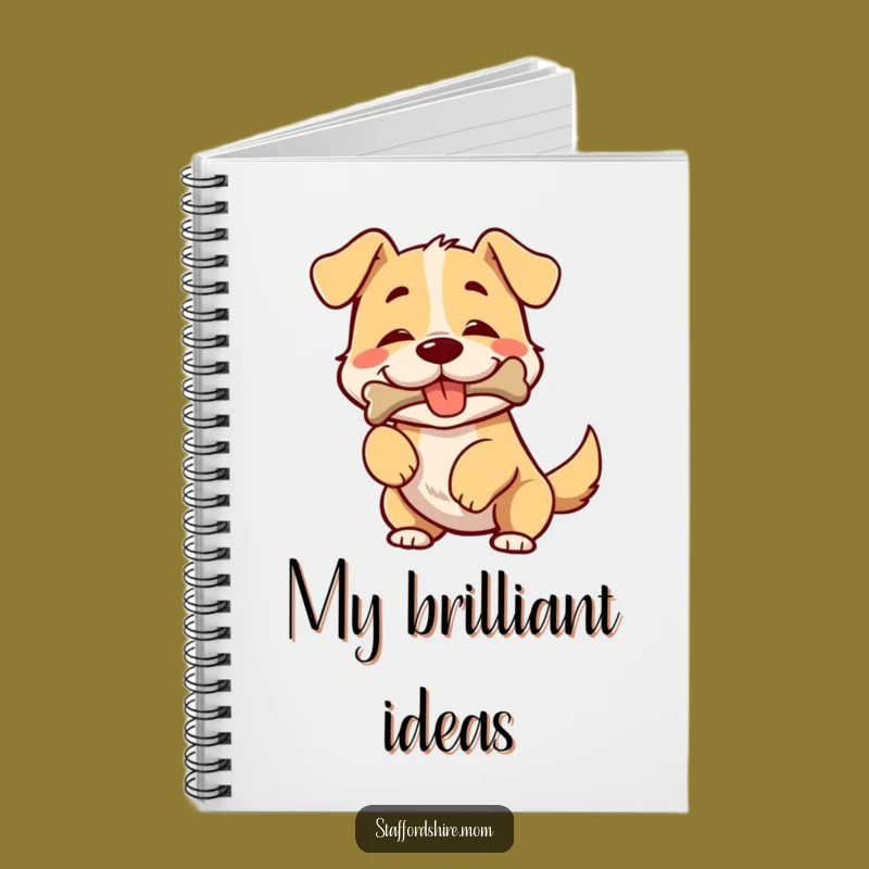 Funny Dog Notebook: Broad-chested pup wiggling with bone, jot down ideas humorously, gift.