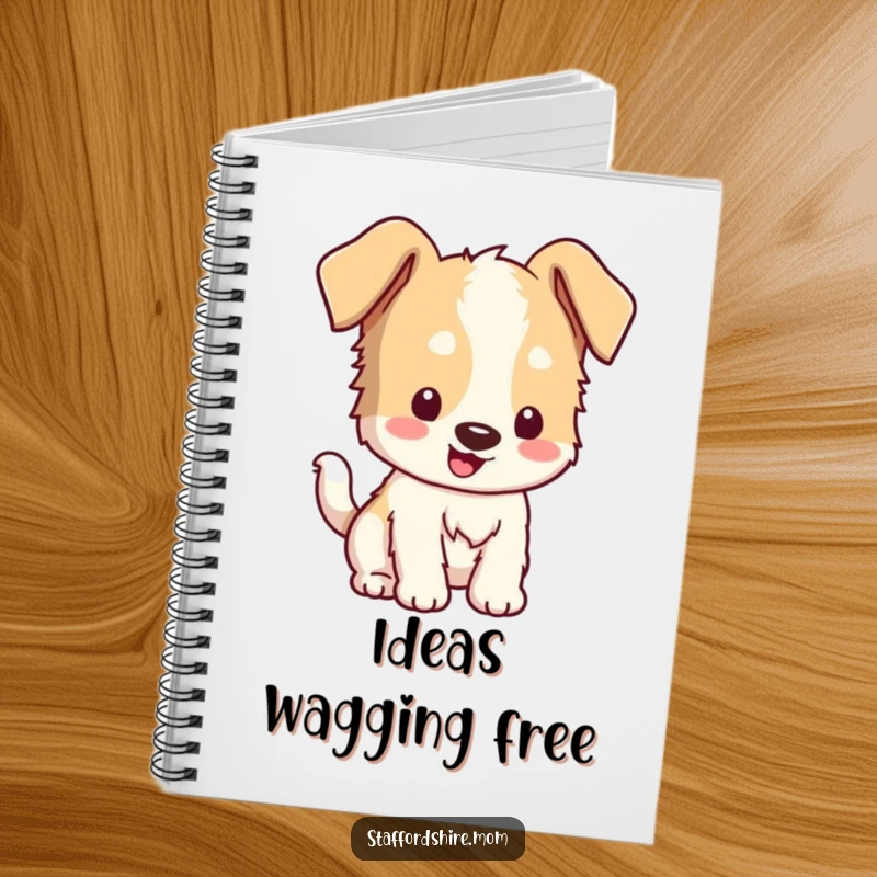 Funny Kawaii Staffordshire Notebook: A cute dog with floppy ears wagging its tail, inspiring happy thoughts and notes.