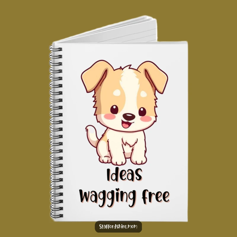 Funny Kawaii Staffordshire Notebook - Floppy Ears Wagging Tail, Jot Down Fun!