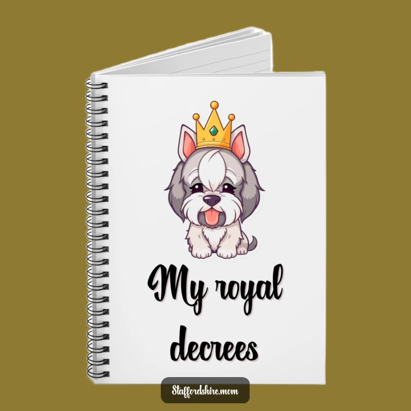 Funny Royal Staffordshire Notebook - Crowned Dog Bowing, Regal Notes!