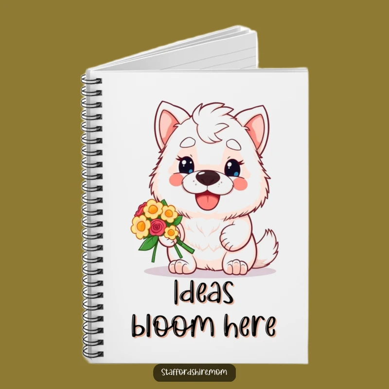 Funny Staffordshire Notebook: Kawaii Dog's Flower Notes, Gift Idea