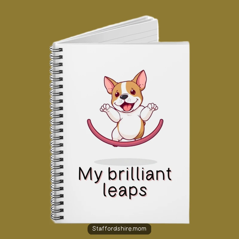 Funny Staffordshire Bull Terrier Hoop Jump Notebook - Gift for Writers