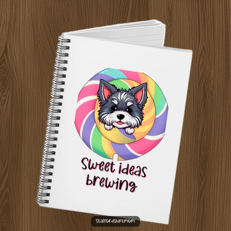 Funny Staffordshire Lollipop Notebook: A notebook with a character peeking from behind a large lollipop, inspiring sweet ideas.