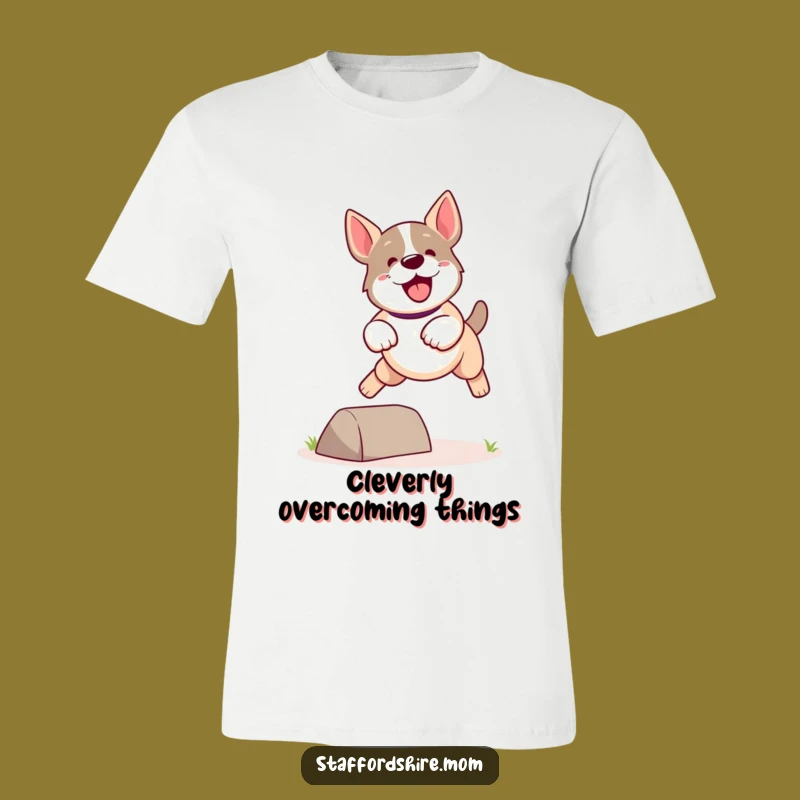 Funny Kawaii Staffordshire Dog T-Shirt: Leap Into Fun With This Energetic Tee