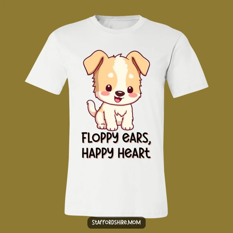 Funny Kawaii Staffordshire T-Shirt - Floppy Ears Wagging Tail, Hilarious Dog Tee!