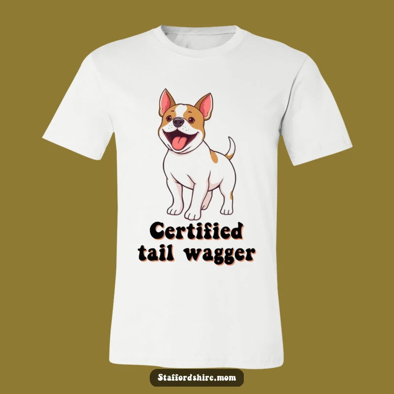 Funny Staffy Tail Wiggle T-Shirt: Wear Your Excitement, Hilarious Dog Lover Tee!