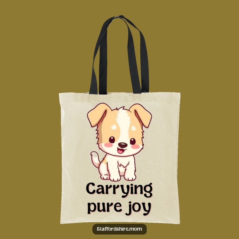 Funny Kawaii Staffordshire Tote Bag - Floppy Ears Wagging Tail, Eco-Friendly Fun!