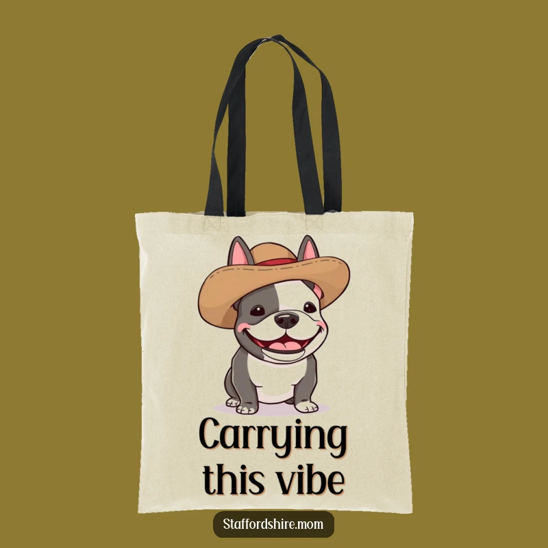 Funny Staffy Silly Hat Tote Bag - Whimsical Accessory