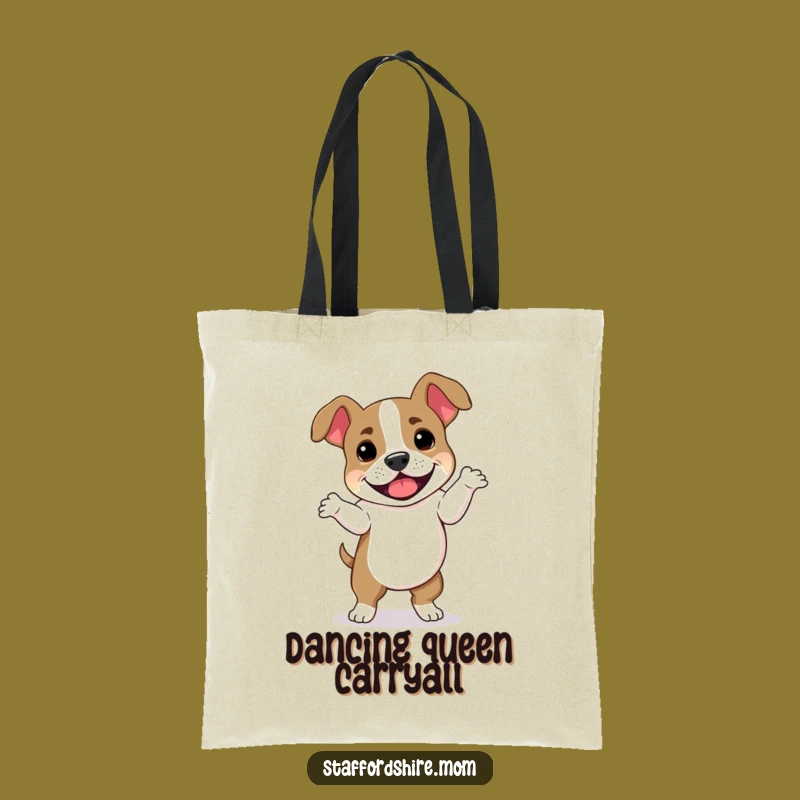 Funny Dog Dance Tote Bag - Staffordshire Bull Terrier Floppy Ears Shopping Gift