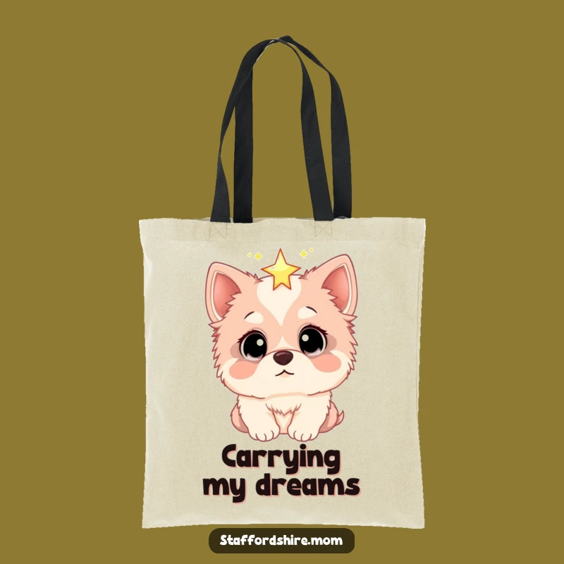 Funny Staffordshire Tote Bag: Wide Eyes, Star Gazer, Celestial Gift