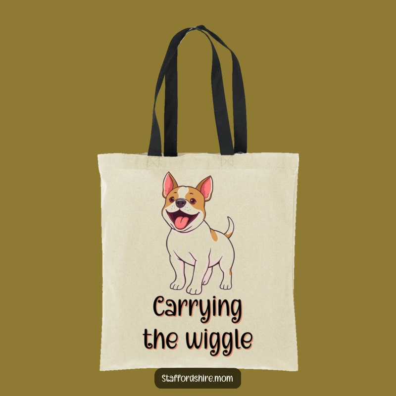 Funny Staffy Tail Wiggle Tote Bag: Carry Your Essentials with Hilarious Doggy Charm!