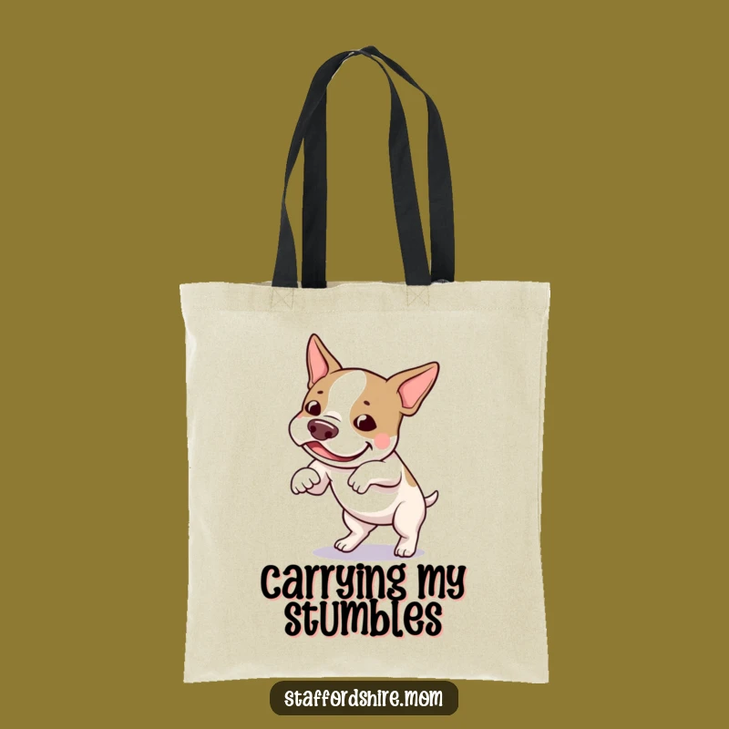 Funny Staffy Tripping Tote Bag - Whimsical Dog Accessory